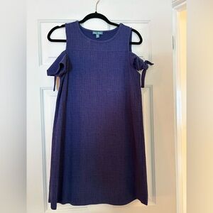 Fleur Bleue Elegant Navy Cold Shoulder Dress